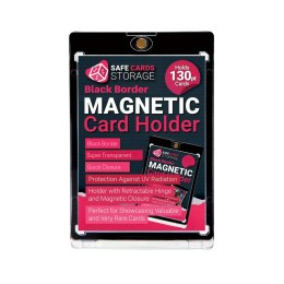 130PT Black Border One Touch Magnetic Holder Ultra clear Safe Cards Storage